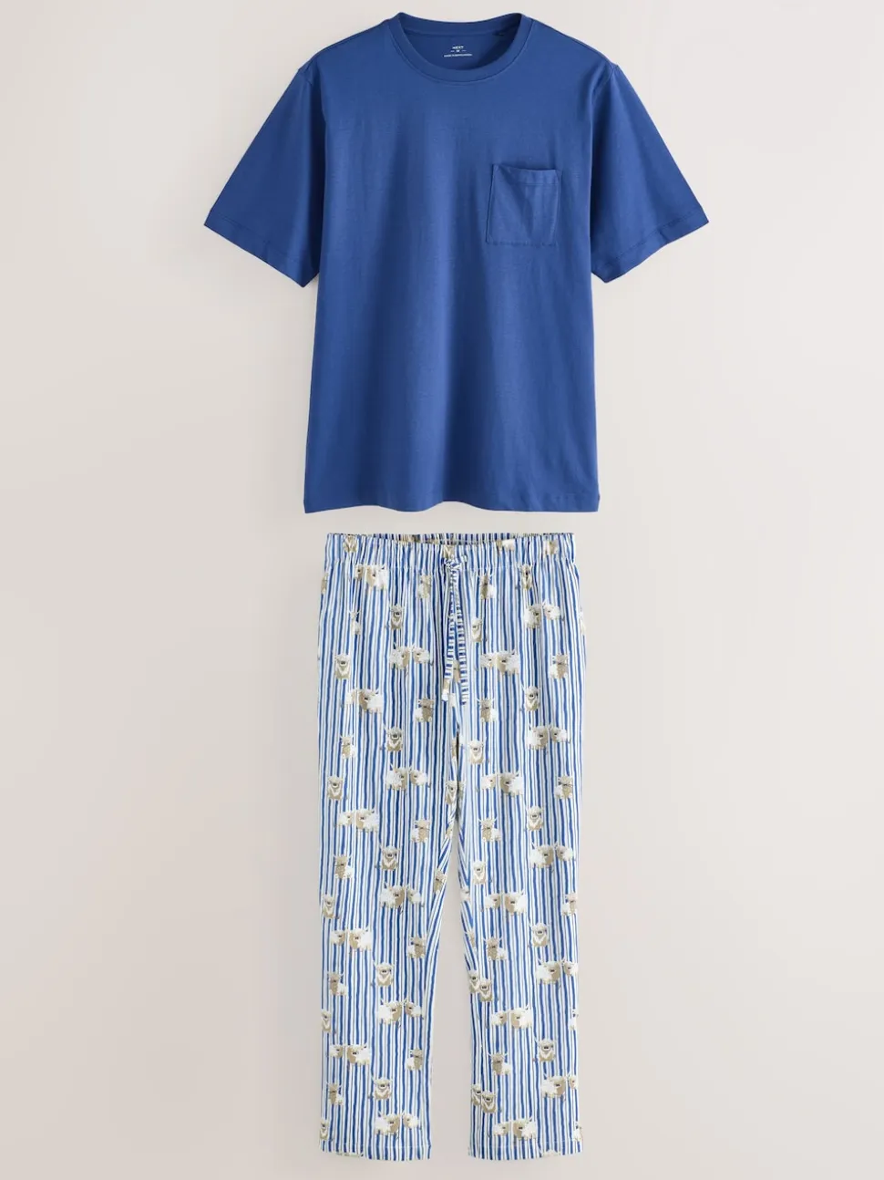 Blue Hamish the Highland Cow Jersey Short Sleeve Pyjamas Set