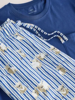 Blue Hamish the Highland Cow Jersey Short Sleeve Pyjamas Set