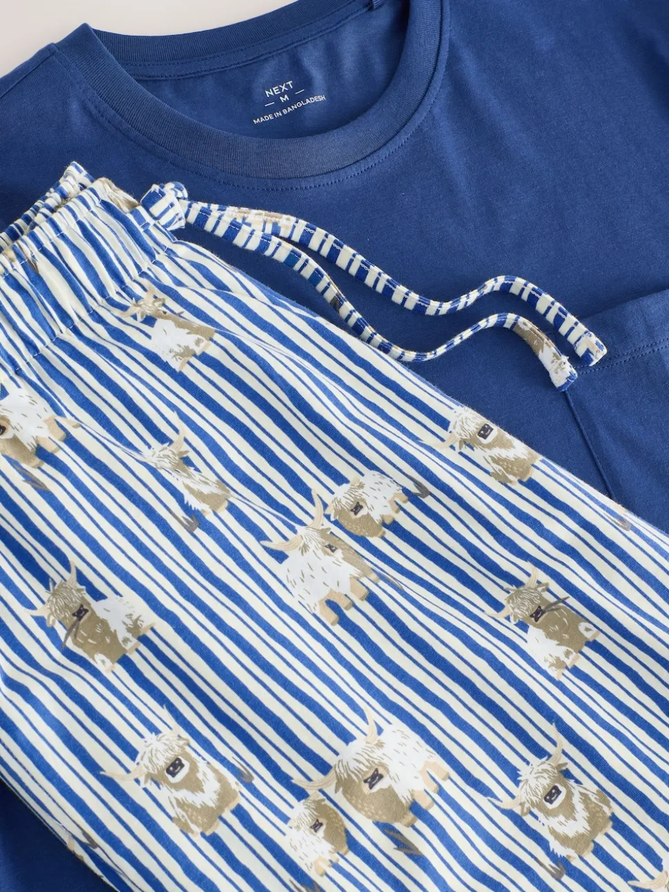Blue Hamish the Highland Cow Jersey Short Sleeve Pyjamas Set