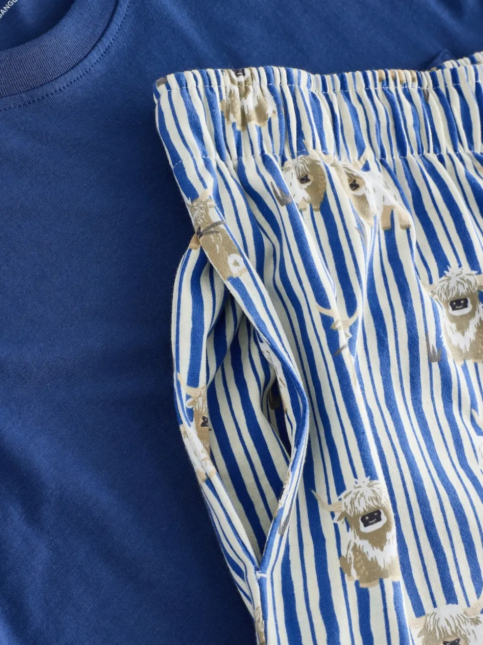 Blue Hamish the Highland Cow Jersey Short Sleeve Pyjamas Set