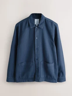 Blue Hem Pocket Shacket