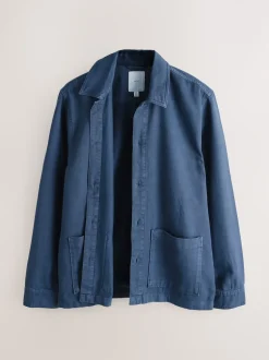 Blue Hem Pocket Shacket