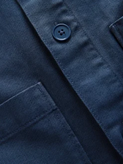 Blue Hem Pocket Shacket