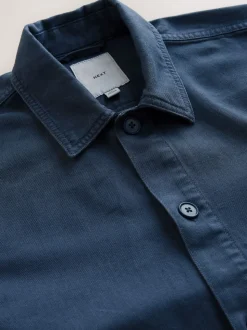 Blue Hem Pocket Shacket