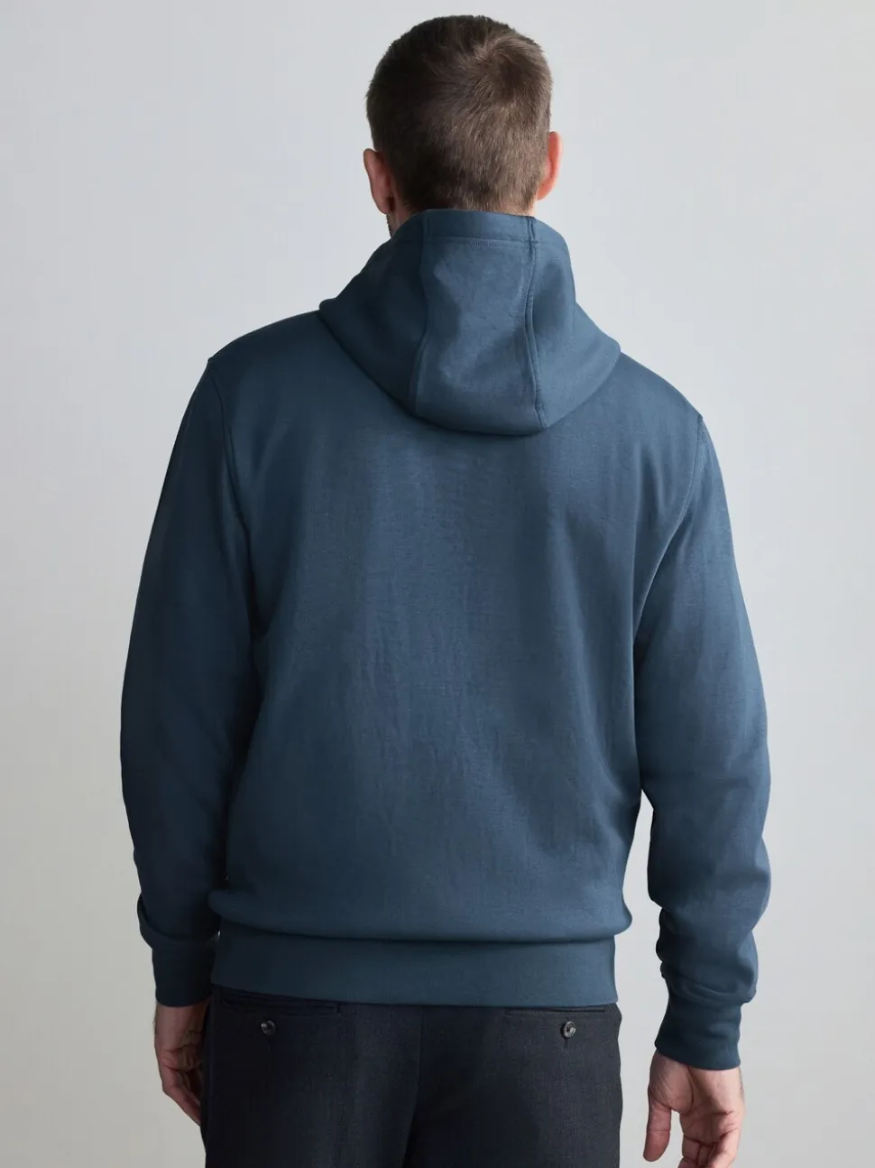 Blue Hooded Zip Through Signature Sweatshirt with Modal