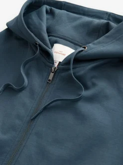 Blue Hooded Zip Through Signature Sweatshirt with Modal
