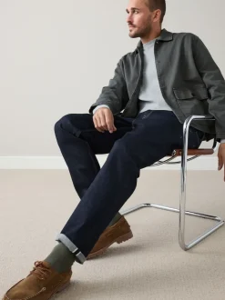 Blue Indigo Rinse Regular Tapered Fit Signature Selvedge Denim Jeans