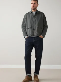 Blue Indigo Rinse Regular Tapered Fit Signature Selvedge Denim Jeans