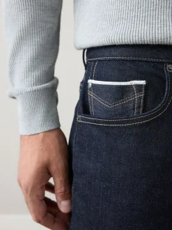 Blue Indigo Rinse Regular Tapered Fit Signature Selvedge Denim Jeans