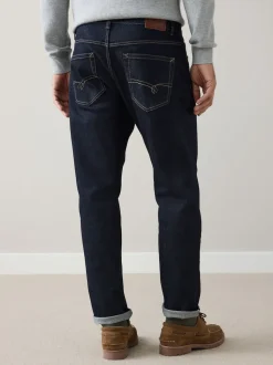 Blue Indigo Rinse Regular Tapered Fit Signature Selvedge Denim Jeans