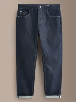 Blue Indigo Rinse Regular Tapered Fit Signature Selvedge Denim Jeans