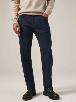 Blue Indigo Rinse Single Straight Fit Classic Stretch Jeans