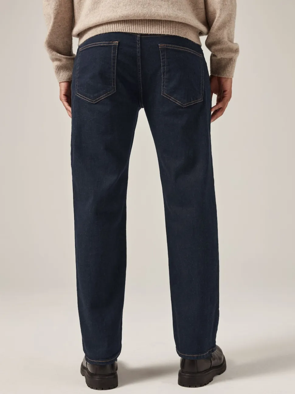 Blue Indigo Rinse Single Straight Fit Classic Stretch Jeans