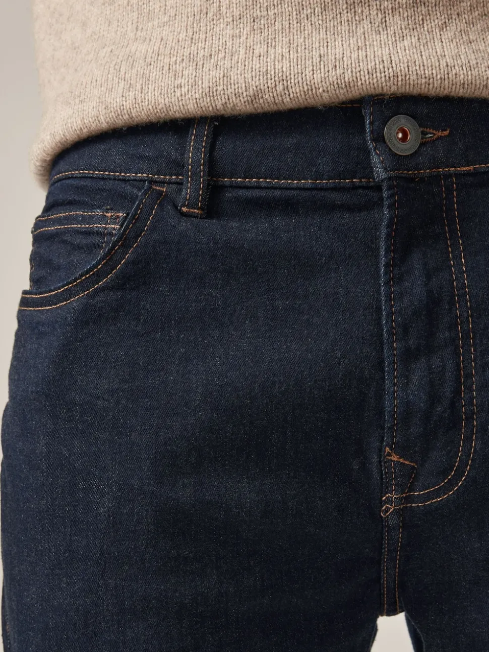 Blue Indigo Rinse Single Straight Fit Classic Stretch Jeans
