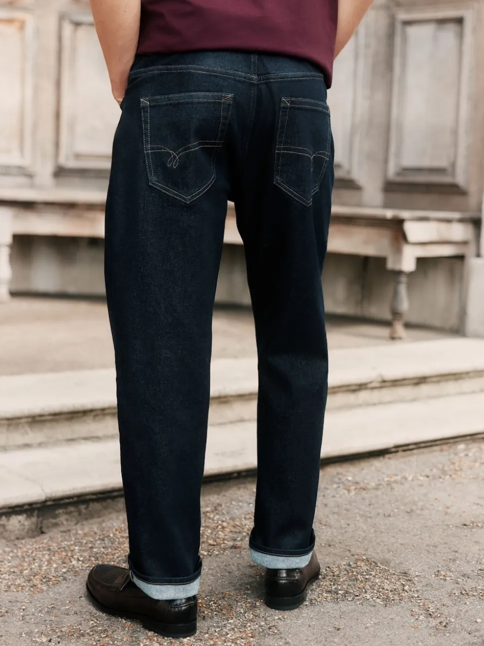 Blue Indigo Rinse Straight Fit Signature Brushed Cosy Denim Jeans With Wool