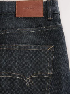 Blue Indigo Rinse Straight Fit Signature Brushed Cosy Check Denim Jeans