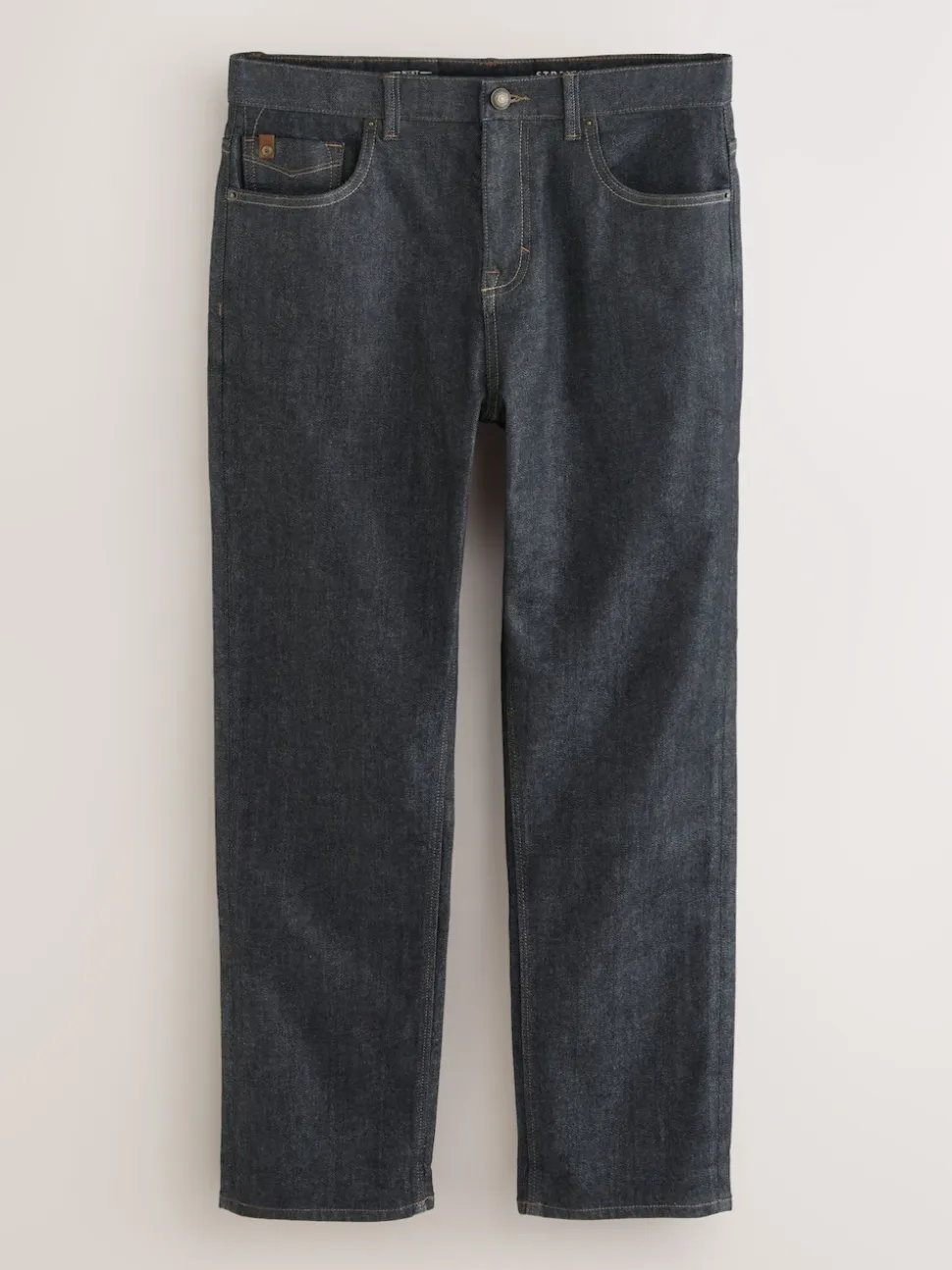 Blue Indigo Rinse Straight Fit Signature Brushed Cosy Check Denim Jeans