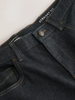 Blue Indigo Rinse Straight Fit Signature Brushed Cosy Check Denim Jeans