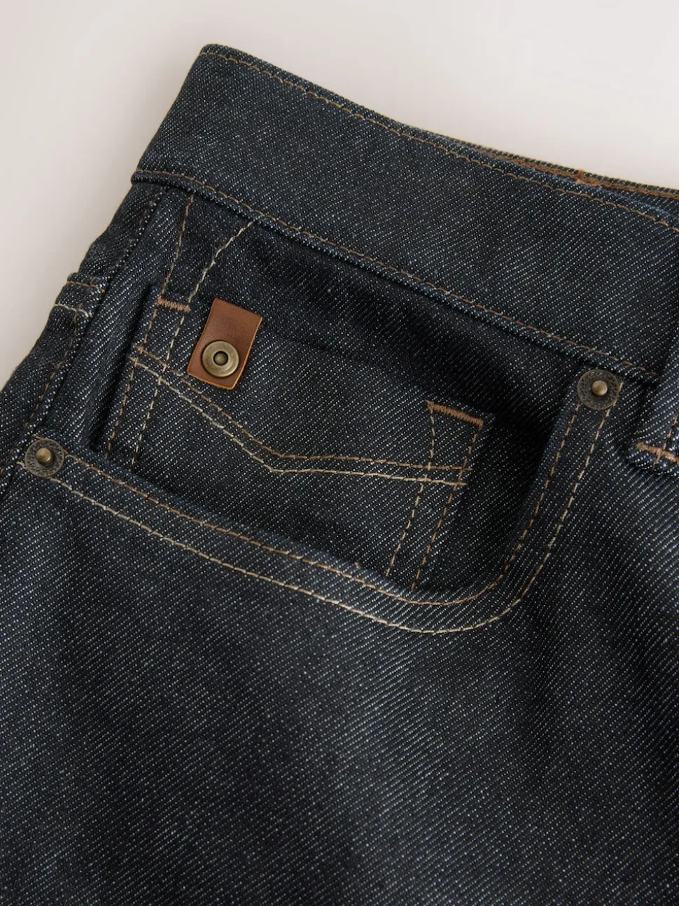 Blue Indigo Rinse Straight Fit Signature Brushed Cosy Check Denim Jeans