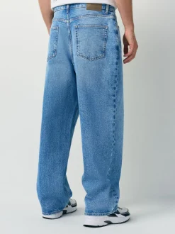 Blue Light Baggy Fit Vintage Wash Denim Jeans