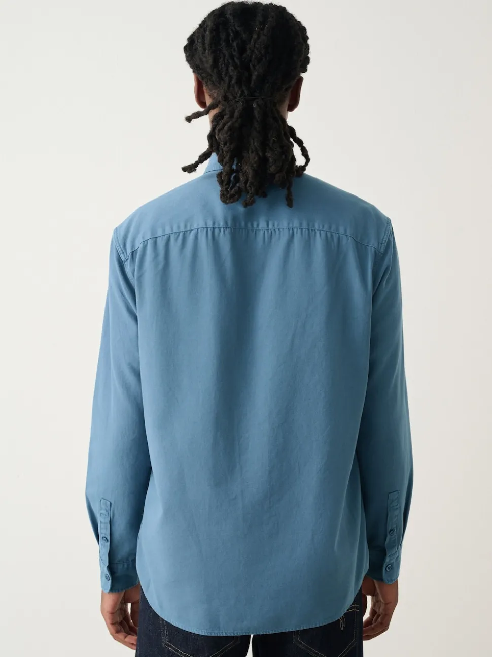 Blue Long Sleeve Garment Dyed Oxford Shirt