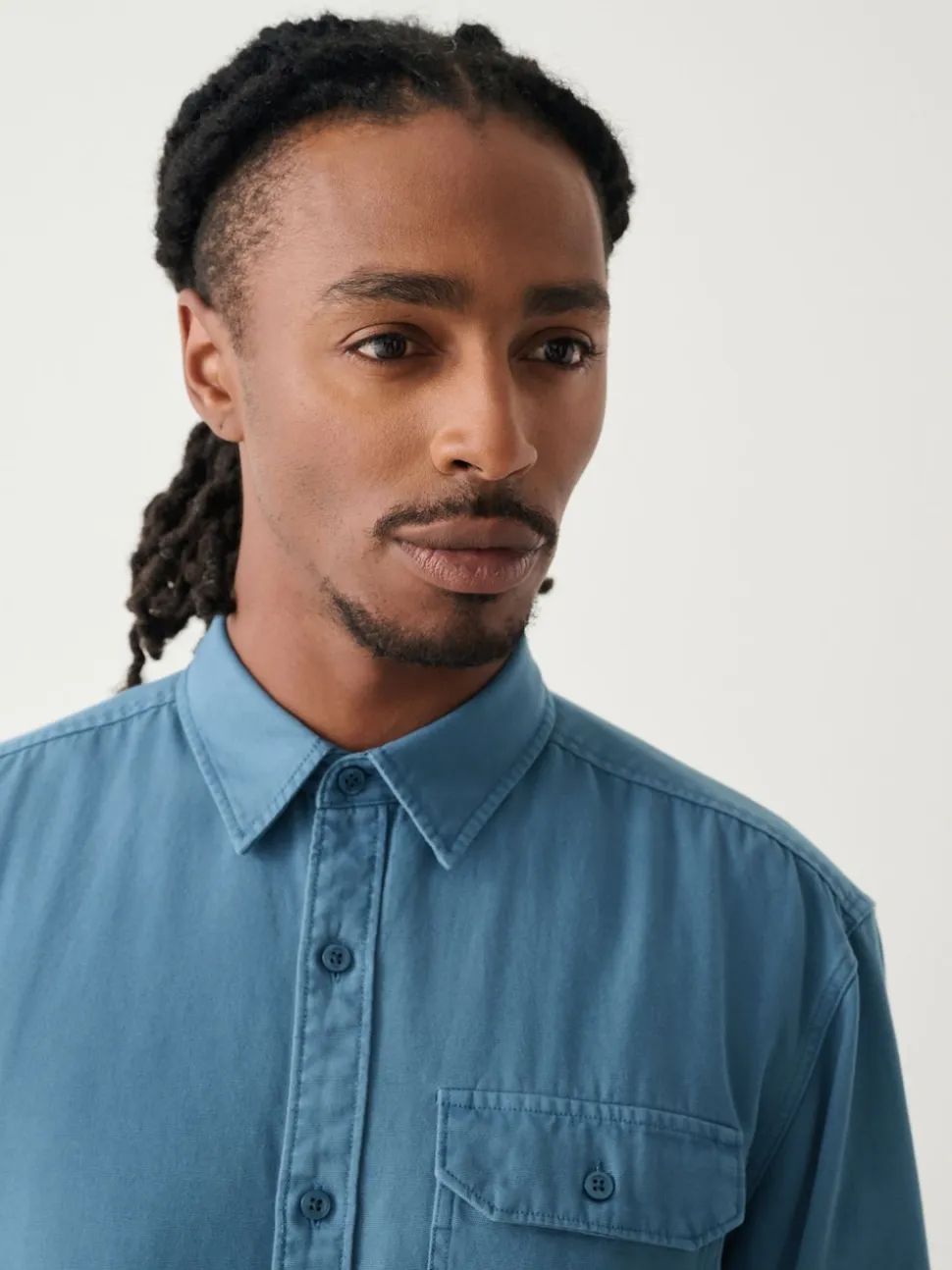 Blue Long Sleeve Garment Dyed Oxford Shirt