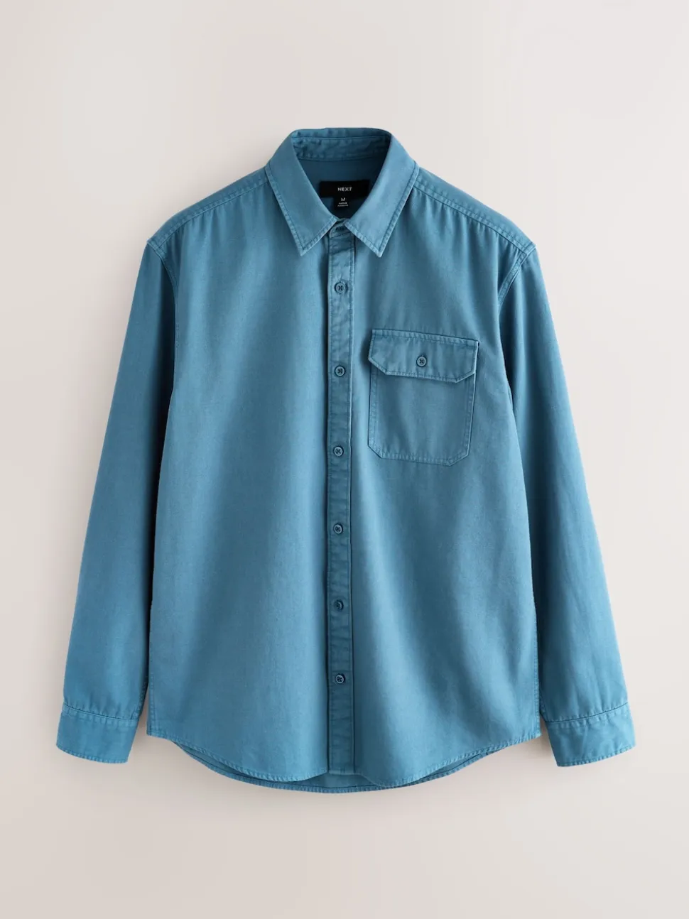 Blue Long Sleeve Garment Dyed Oxford Shirt