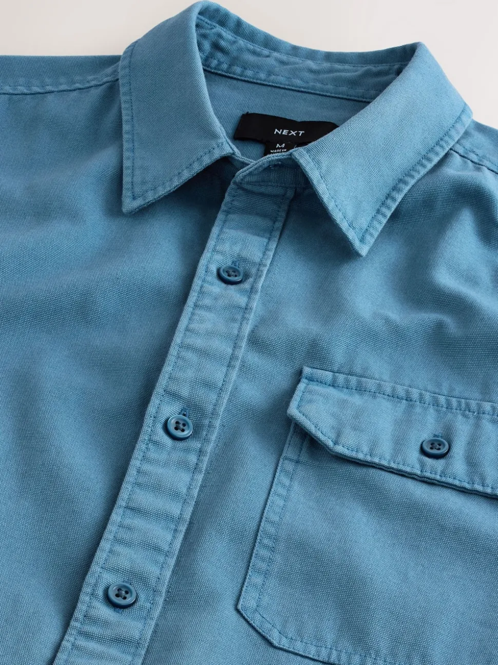 Blue Long Sleeve Garment Dyed Oxford Shirt