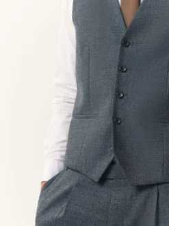 Blue Merino Wool Blend Suit Waistcoat
