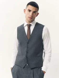 Blue Merino Wool Blend Suit Waistcoat