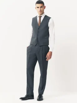 Blue Merino Wool Blend Suit Waistcoat