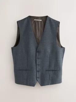 Blue Merino Wool Blend Suit Waistcoat