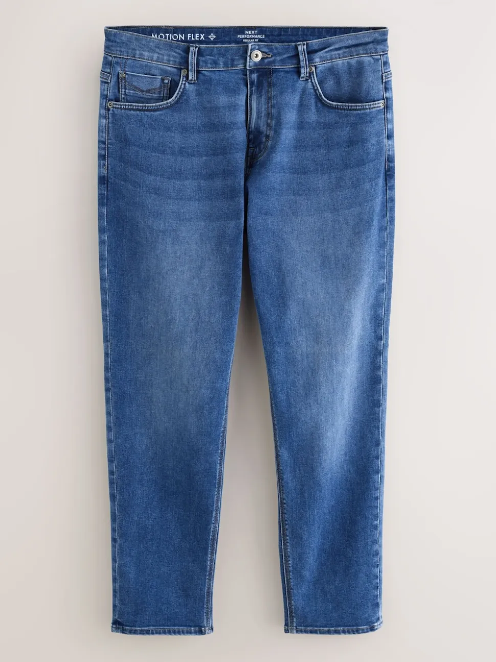 Blue Mid Regular Tapered Fit Motionflex Jeans