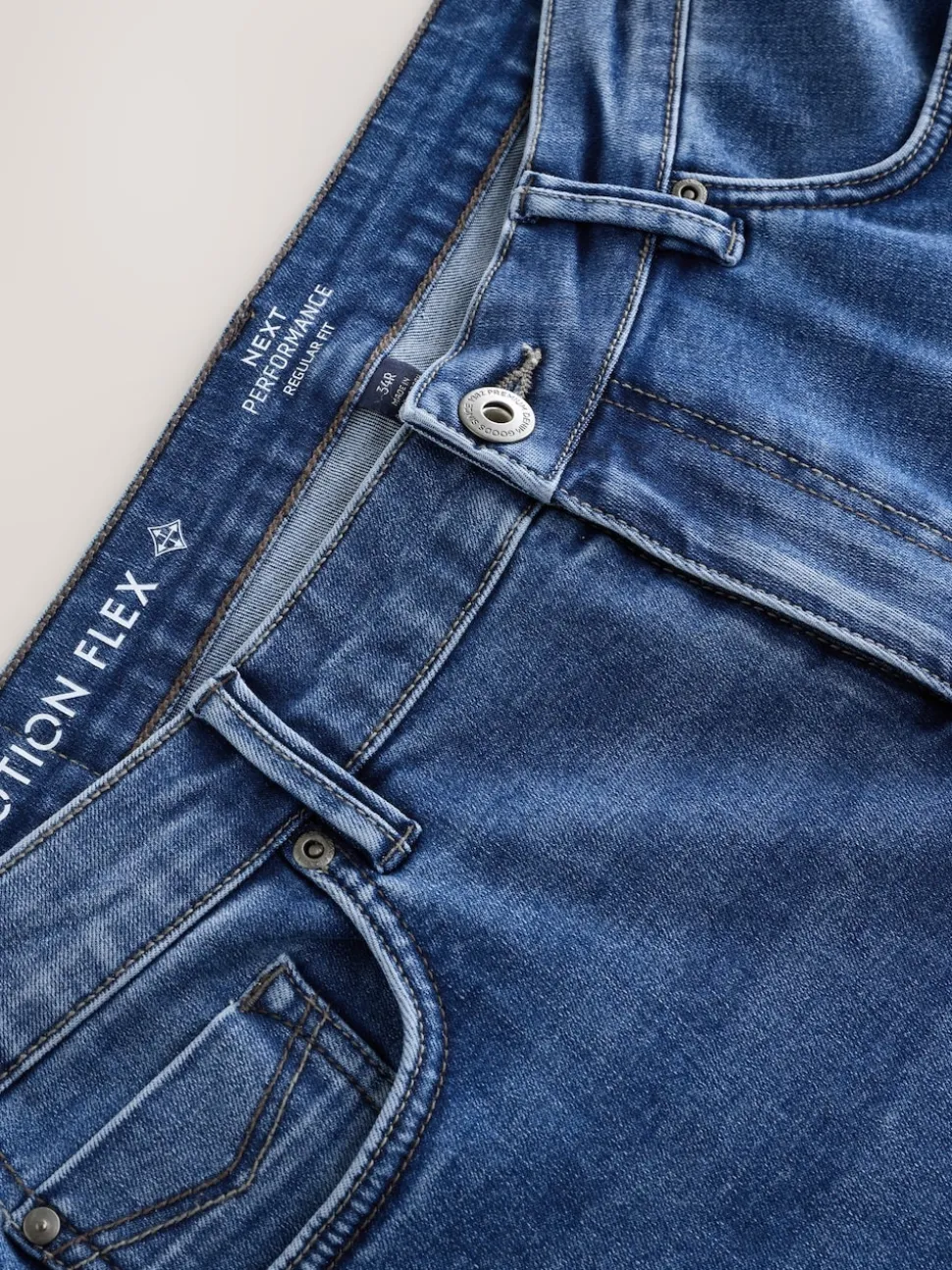 Blue Mid Regular Tapered Fit Motionflex Jeans