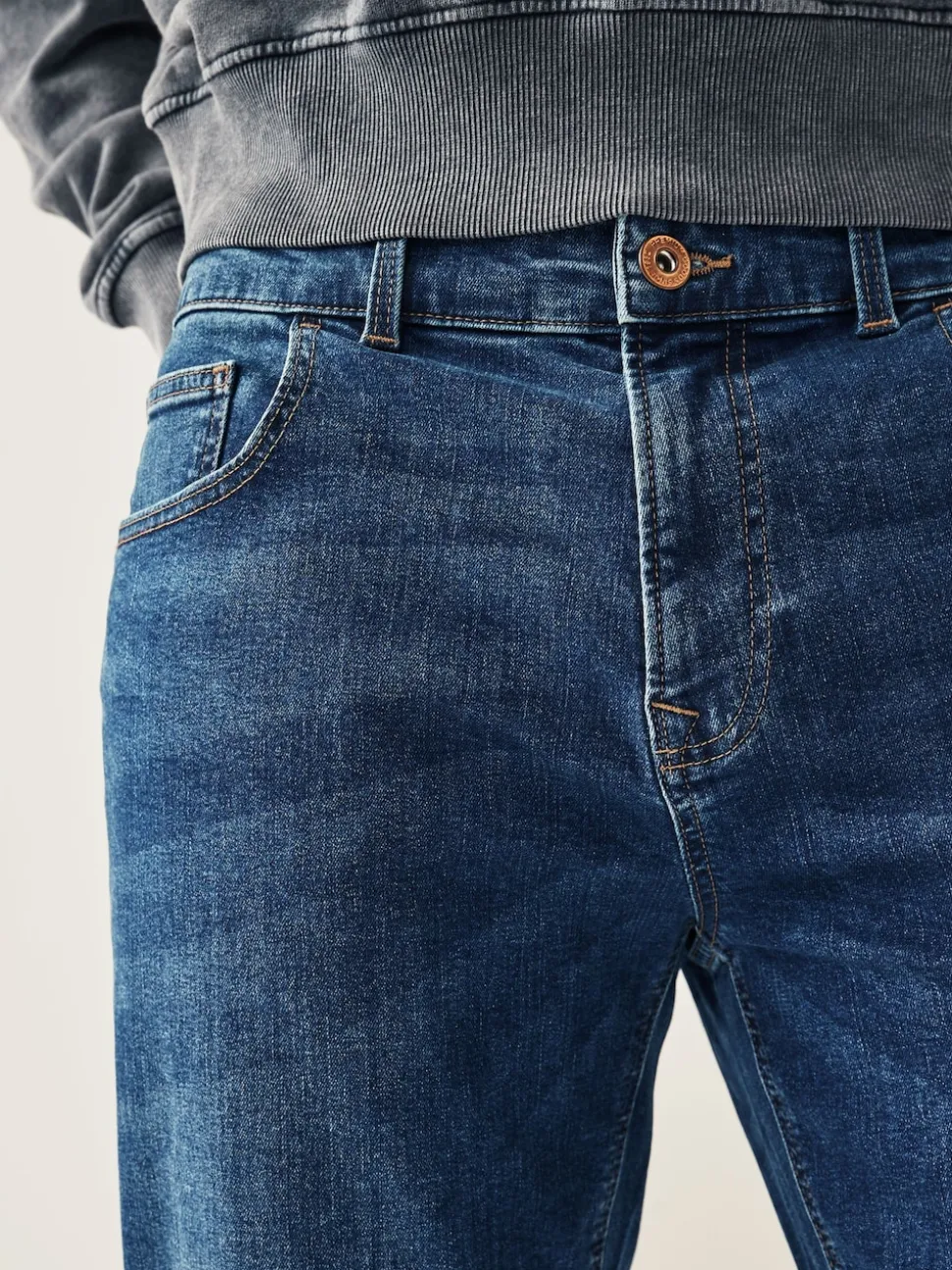Blue Mid Single Slim Fit Classic Stretch Jeans