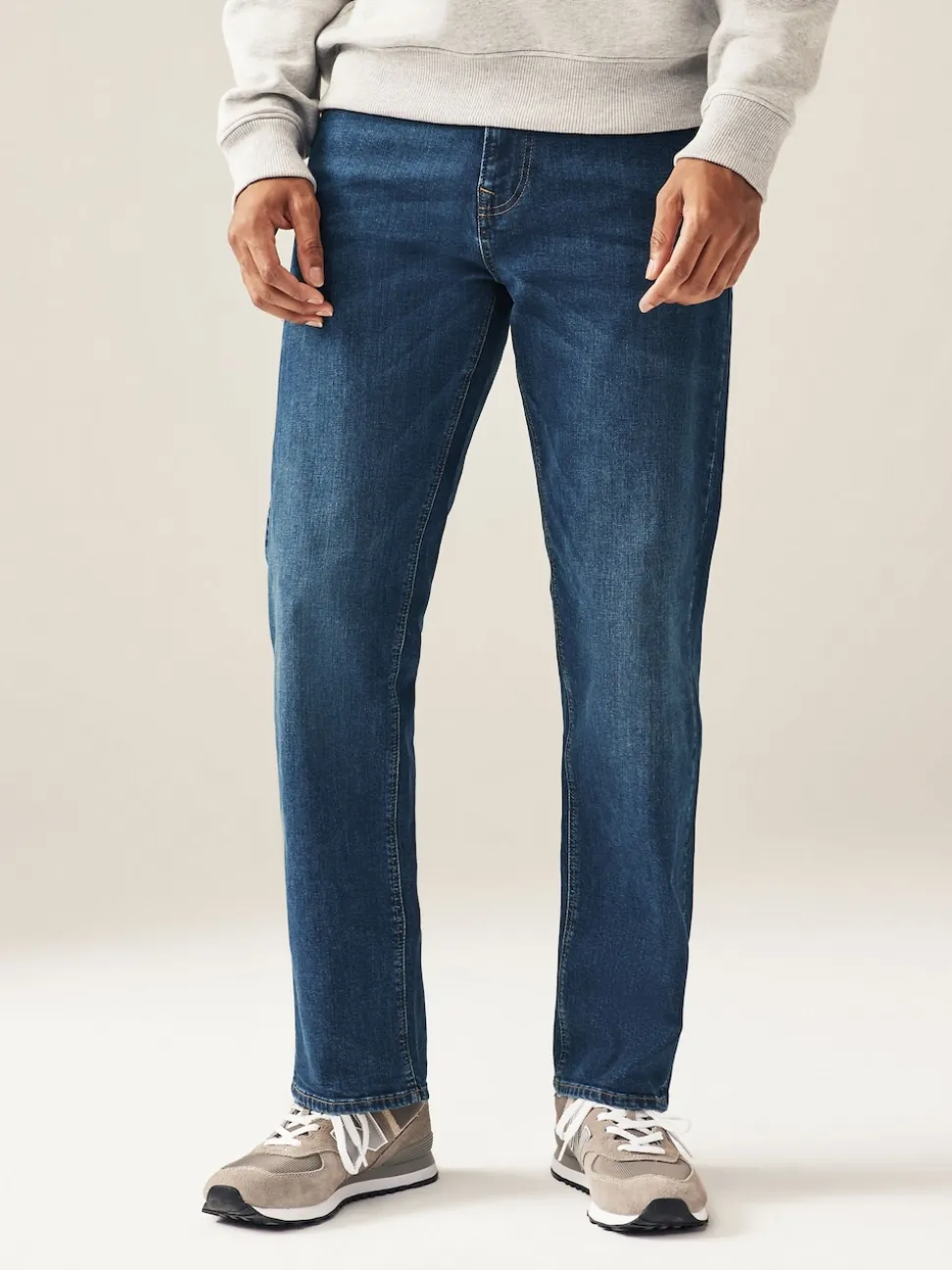 Blue Mid Single Straight Fit Classic Stretch Jeans