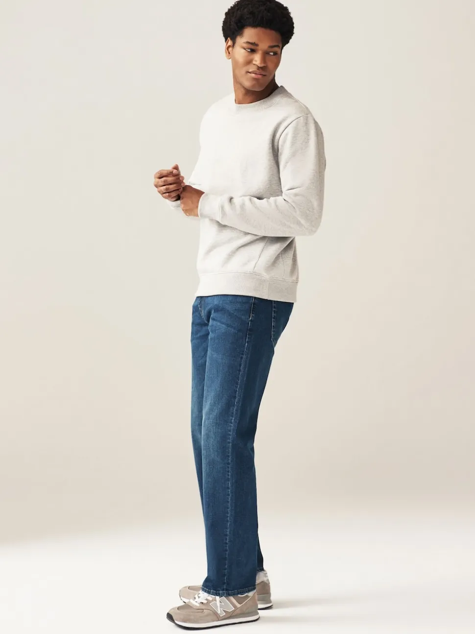 Blue Mid Single Straight Fit Classic Stretch Jeans