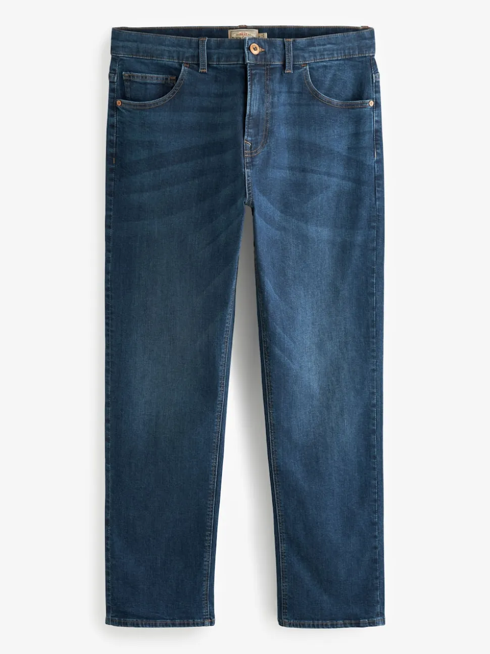Blue Mid Single Straight Fit Classic Stretch Jeans
