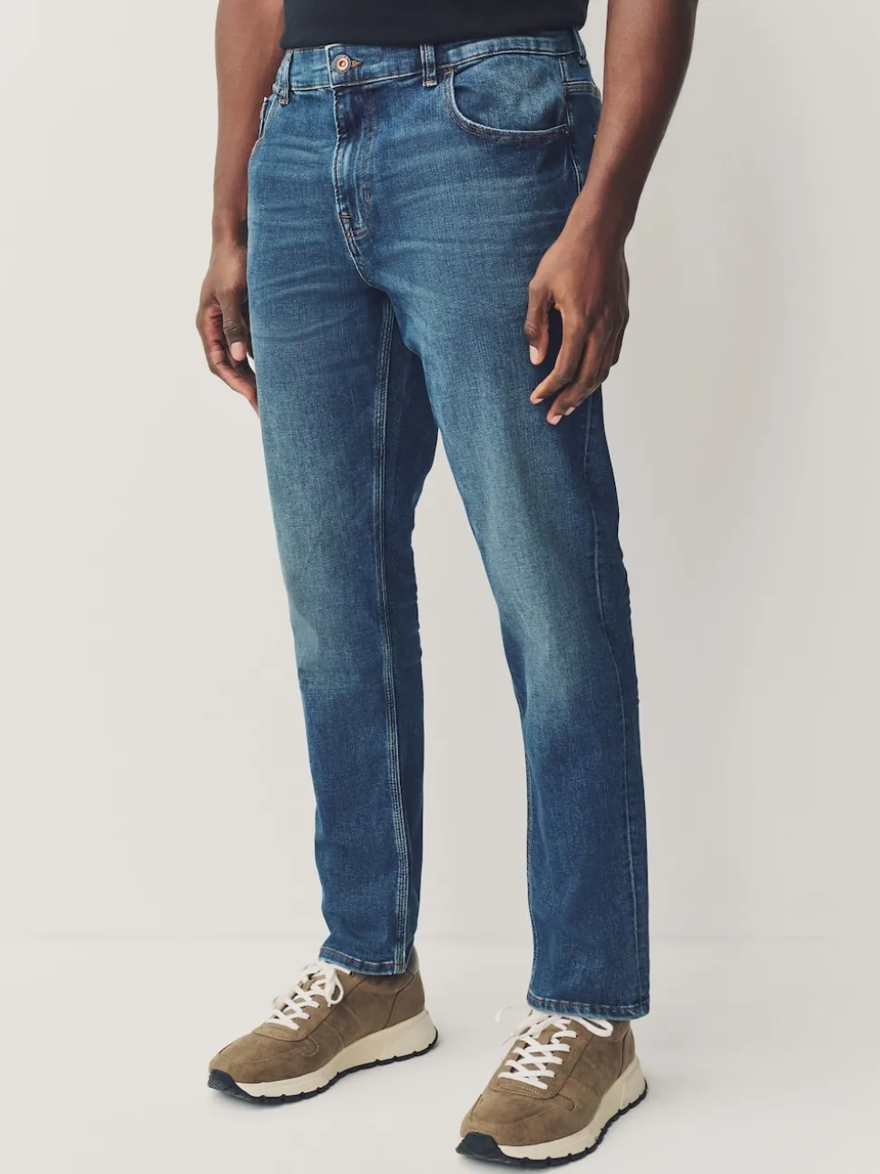 Blue Mid Slim Fit Authentic Stretch Denim Jeans