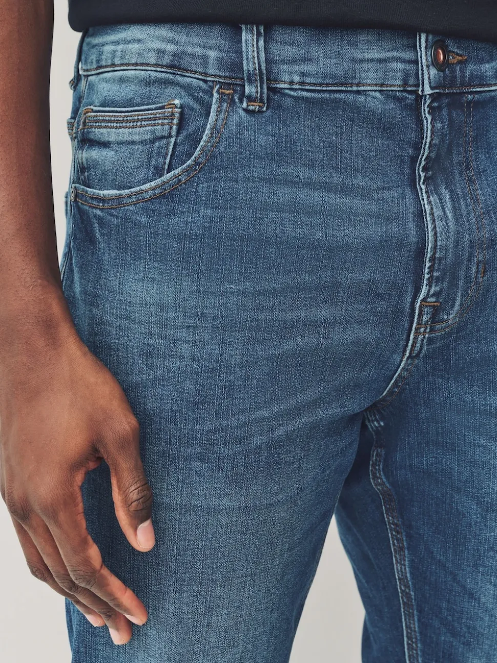 Blue Mid Slim Fit Authentic Stretch Denim Jeans