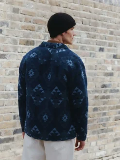 Blue Navajo Style Borg Lined Shacket