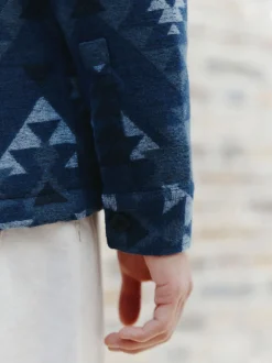 Blue Navajo Style Borg Lined Shacket
