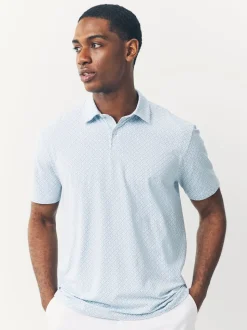 Blue Navy Geo Regular Fit Short Sleeve Jersey Polo Shirts 3 Pack