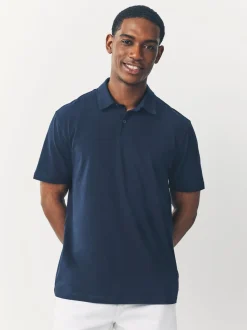 Blue Navy Geo Regular Fit Short Sleeve Jersey Polo Shirts 3 Pack