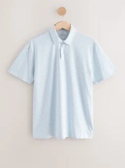 Blue Navy Geo Regular Fit Short Sleeve Jersey Polo Shirts 3 Pack