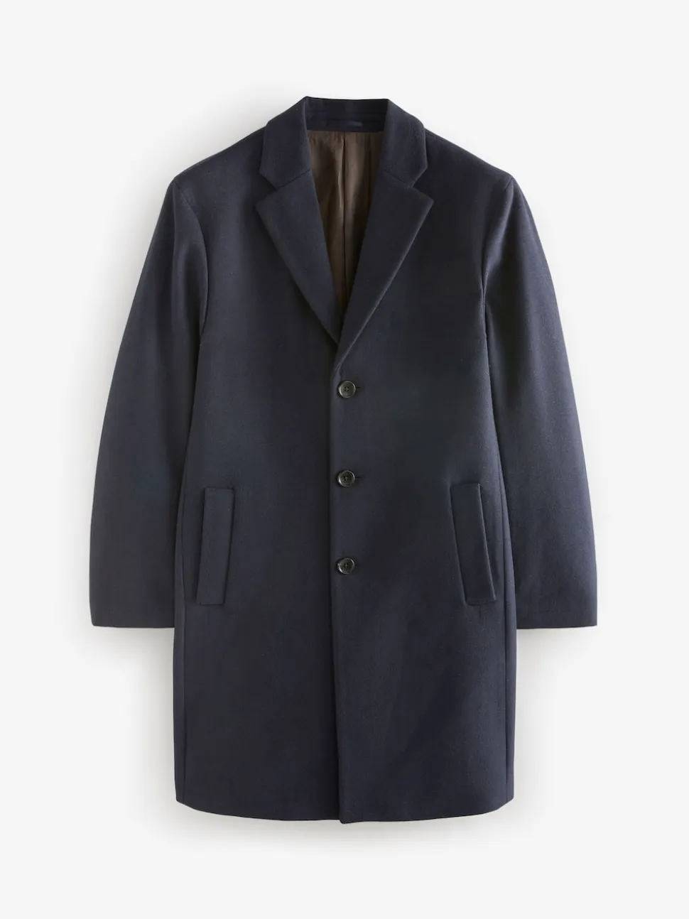 Blue Navy Regular Fit Epsom Overcoat with Wool