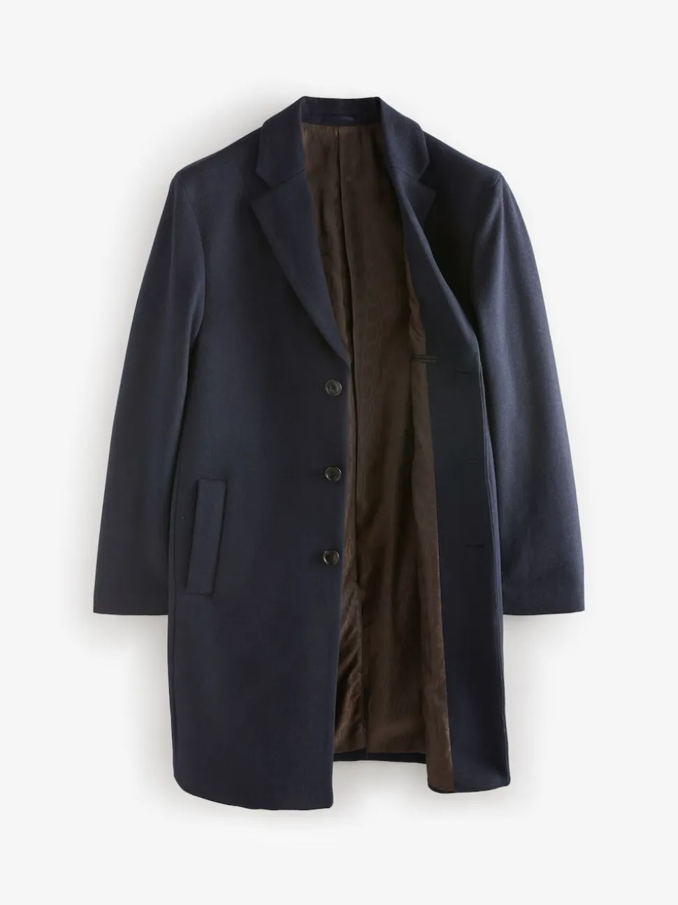 Blue Navy Regular Fit Epsom Overcoat with Wool