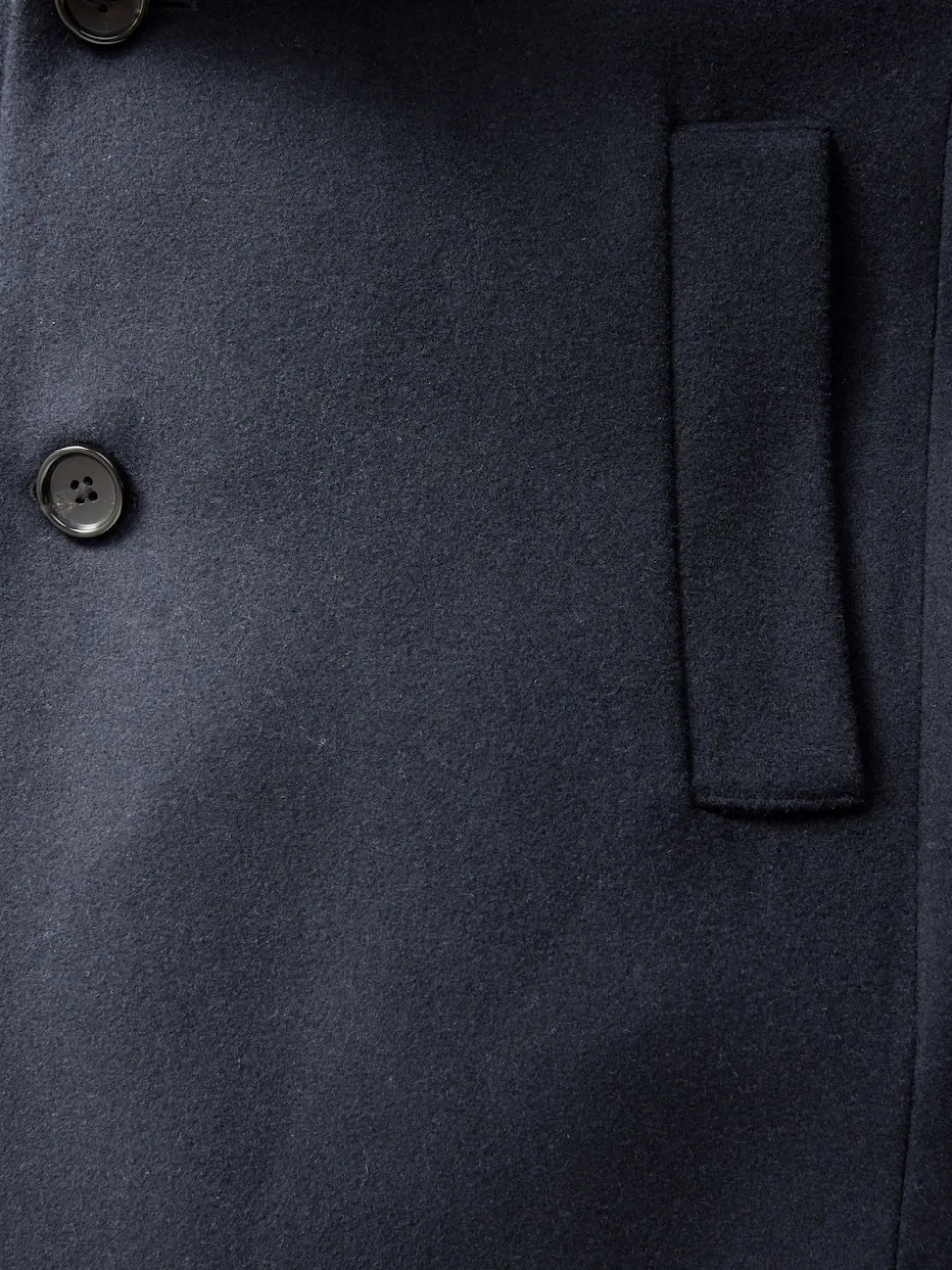 Blue Navy Regular Fit Epsom Overcoat with Wool