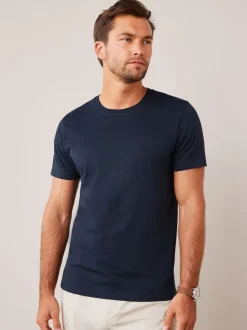 Blue Navy Regular Fit Essential Crew Neck Cotton T-Shirt