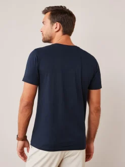 Blue Navy Regular Fit Essential Crew Neck Cotton T-Shirt